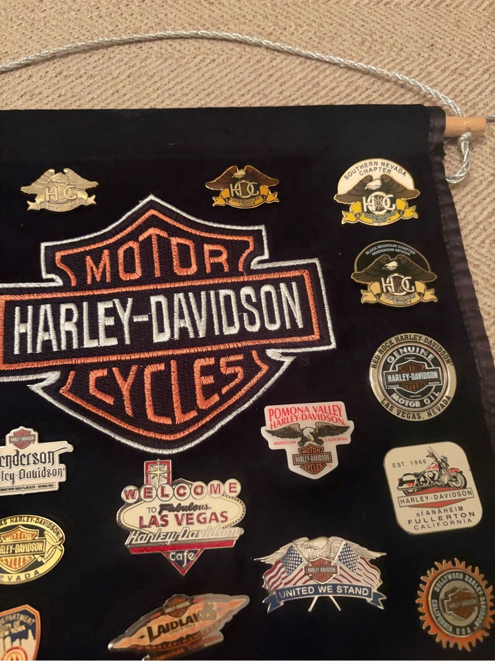 Harley-Davidson Black and Orange Patch Banner & Pins